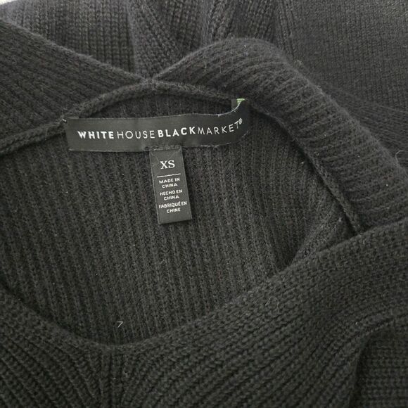 WHBM Womens Black V-Neck Dolman Sleeve Tunic Sweater Size XS Essential Basic - Picture 3 of 5